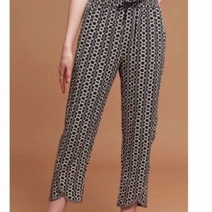 Hei Hei Byrd Anthropologie Black White Geometric Embroidered Tapered Pants Small